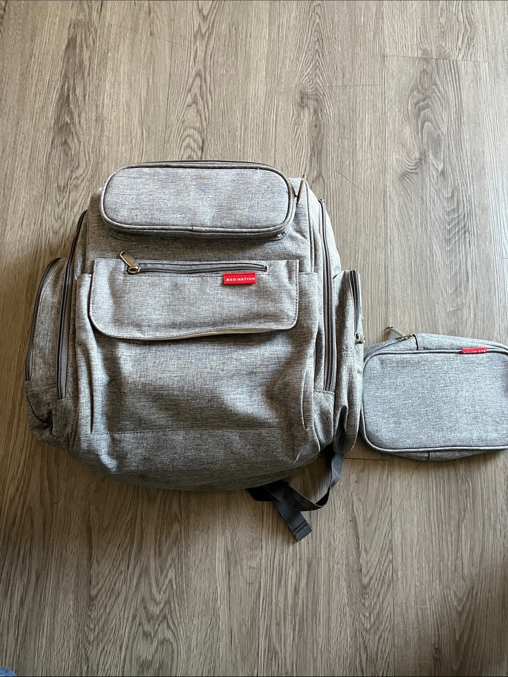 Light Gray Women's Backpack with Multiple Pockets